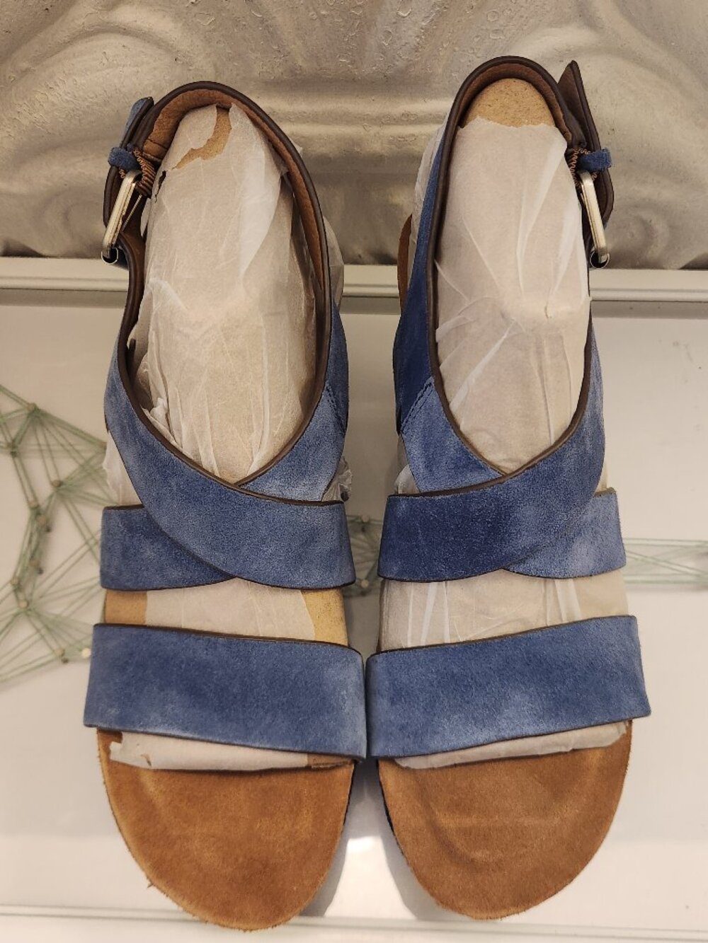 Sofft "Haddison" Suede French Blue Wedge Sandals. NIB. Size 9 - Picture 5 of 11